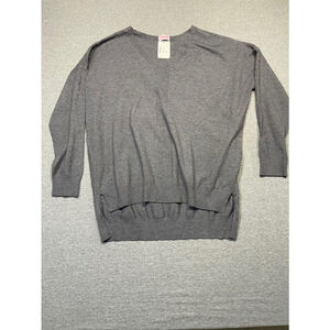 Women's Pink Lily Gray V-Neck Sweater Size XL